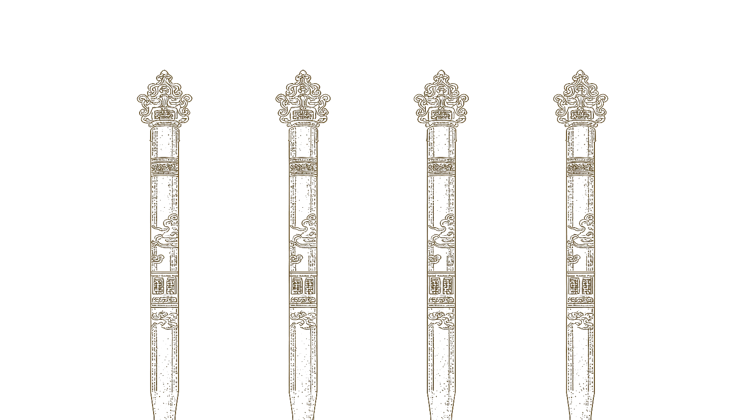 Four pillars of BaZi — gold line art